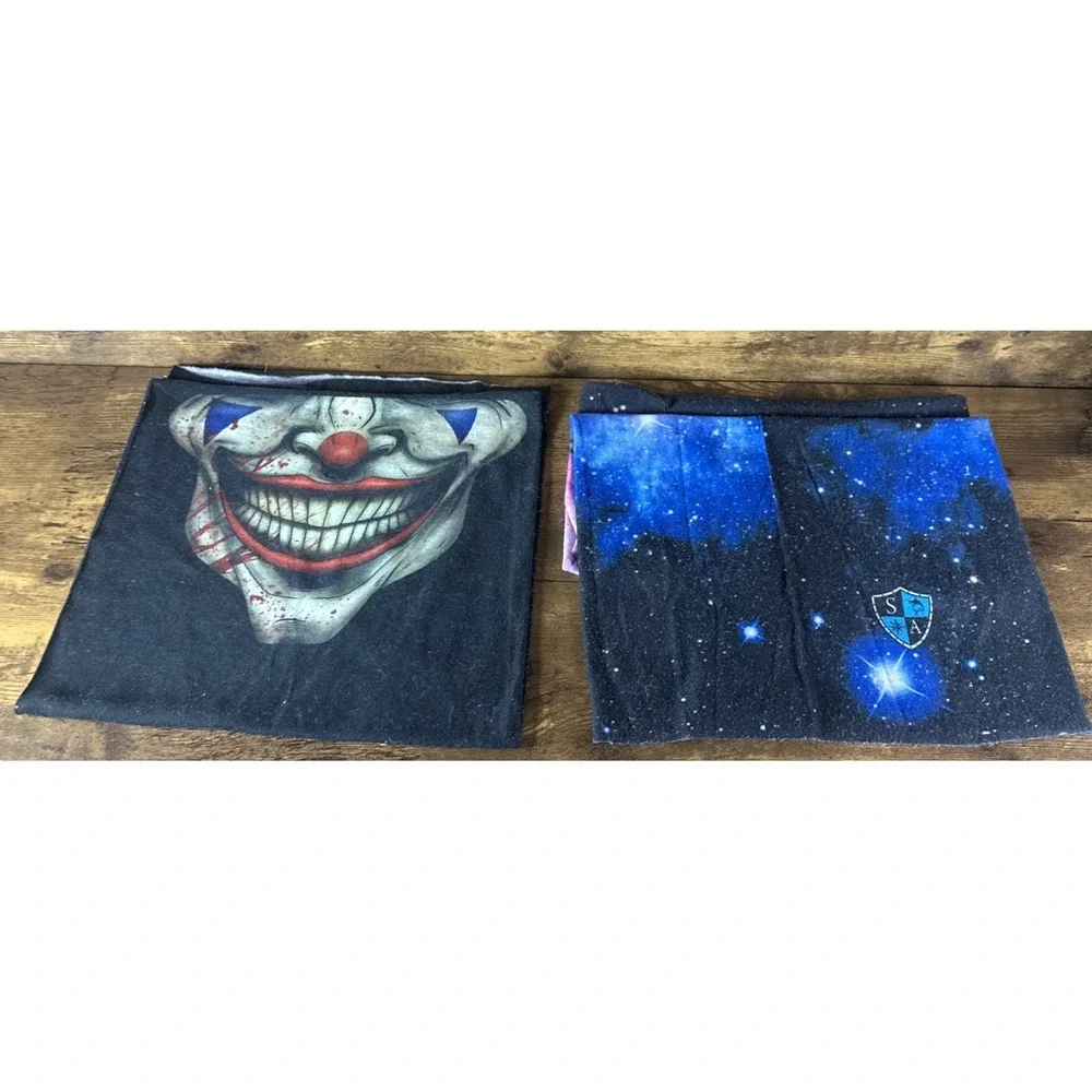 Sa Company Two Pack Neck Gator Mask Galaxy & Clown Face Cover Fast Shipping